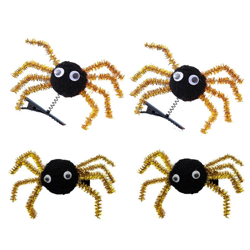 YTAONS Spider Hair Clips for Women Girls, Spring Spider Barrettes Hairpins Halloween Hair Accessories 4pcs (Yellow) - Image 1